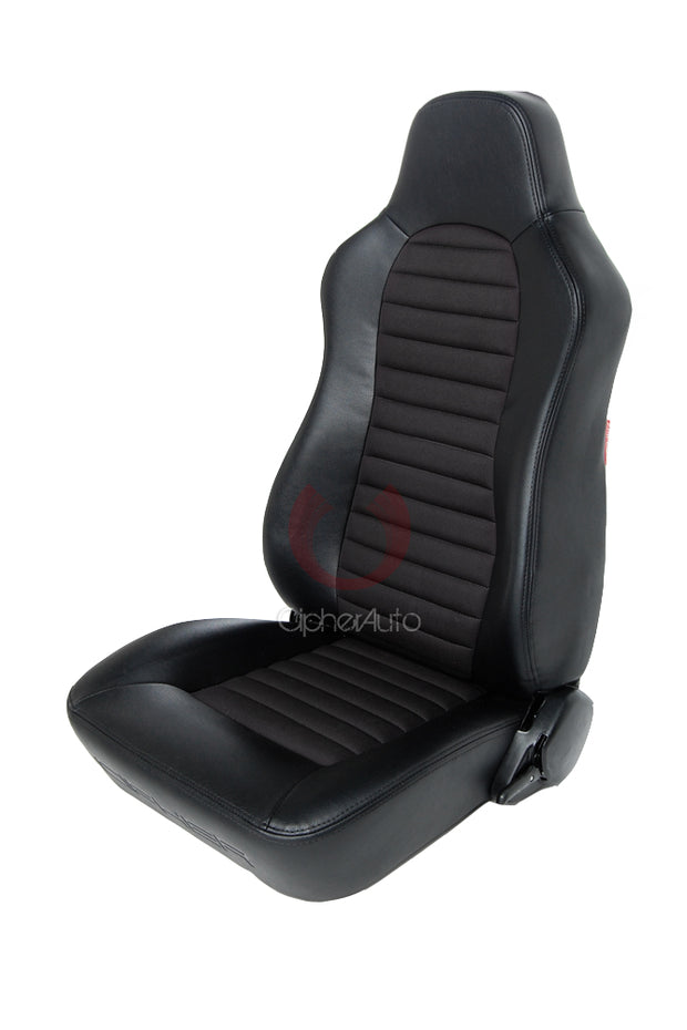 CPA3001 Black Leatherette w/ Fabric Insert Cipher Auto Universal Jeep Seats - Pair