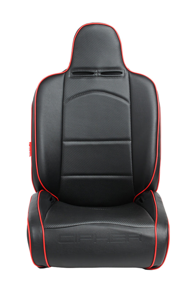 CPA3002 Black Leatherette / Carbon Fiber PU W/Red Piping Universal Reclineable Suspension / Jeep Seats