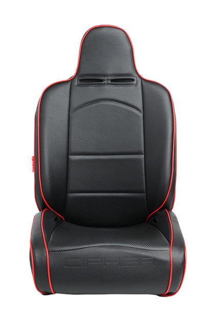 CPA3002 Black Leatherette / Carbon Fiber PU W/Red Piping Universal Reclineable Suspension / Jeep Seats