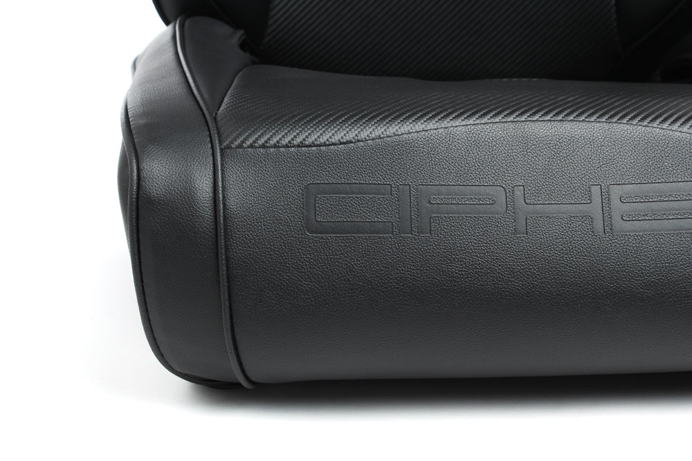 CPA3002 Black Leatherette / Carbon Fiber PU W/Black Piping Universal Reclineable Suspension / Jeep Seats