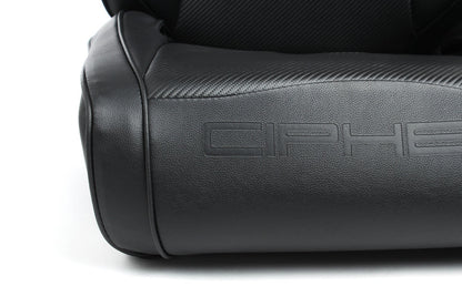 CPA3002 Black Leatherette / Carbon Fiber PU W/Black Piping Universal Reclineable Suspension / Jeep Seats