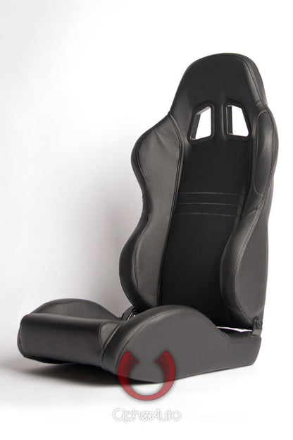 CPA1007 Black Synthetic Leather Universal Racing Seats (Sold in Pairs)