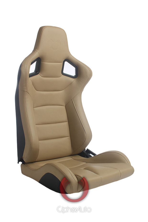CPA2001 Euro Series All Beige PU Leather Brown Stitches with Carbon Fiber PU (Sold in Pairs)