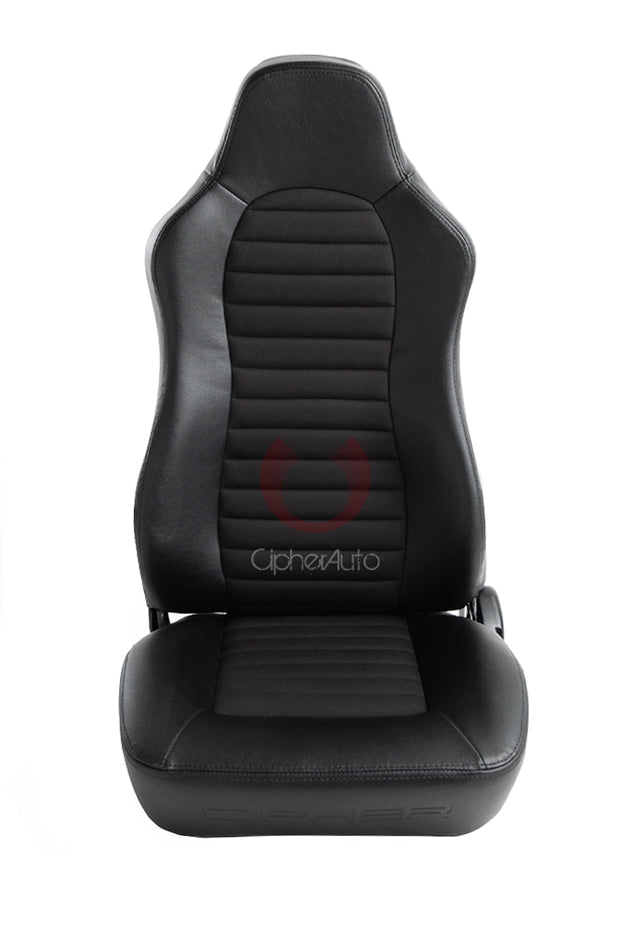 CPA3001 Black Leatherette w/ Fabric Insert Cipher Auto Universal Jeep Seats - Pair