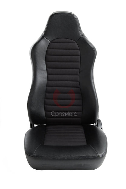 CPA3001 Black Leatherette w/ Fabric Insert Cipher Auto Universal Jeep Seats - Pair