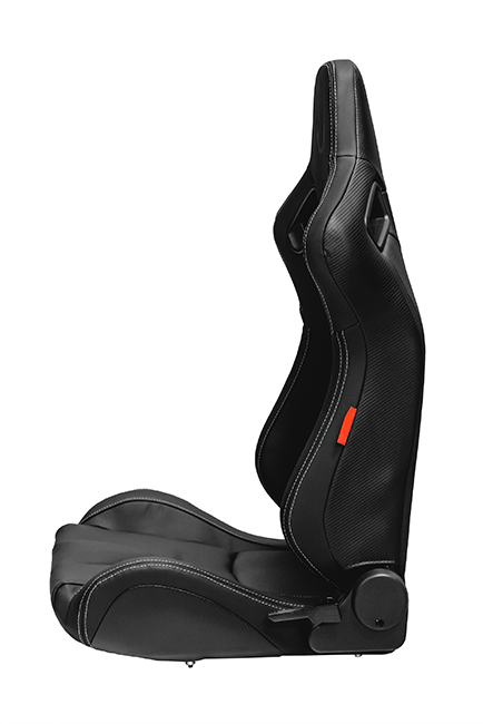 CPA2009PCFBK CIPHER RACING SEATS BLACK LEATHERETTE CARBON FIBER W/ GREY STITCHING - PAIR