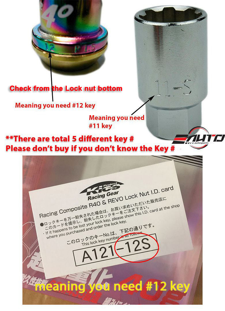 #11/12/13/14/15 Kics Project R40 Iconix/R26/Rays 17Hex Key Adapter M12 *12x1.5/12x1.25 only*
