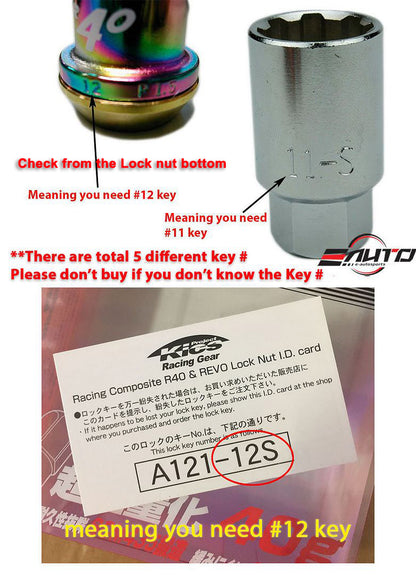 #11/12/13/14/15 Kics Project R40 Iconix/R26/Rays 17Hex Key Adapter M12 *12x1.5/12x1.25 only*