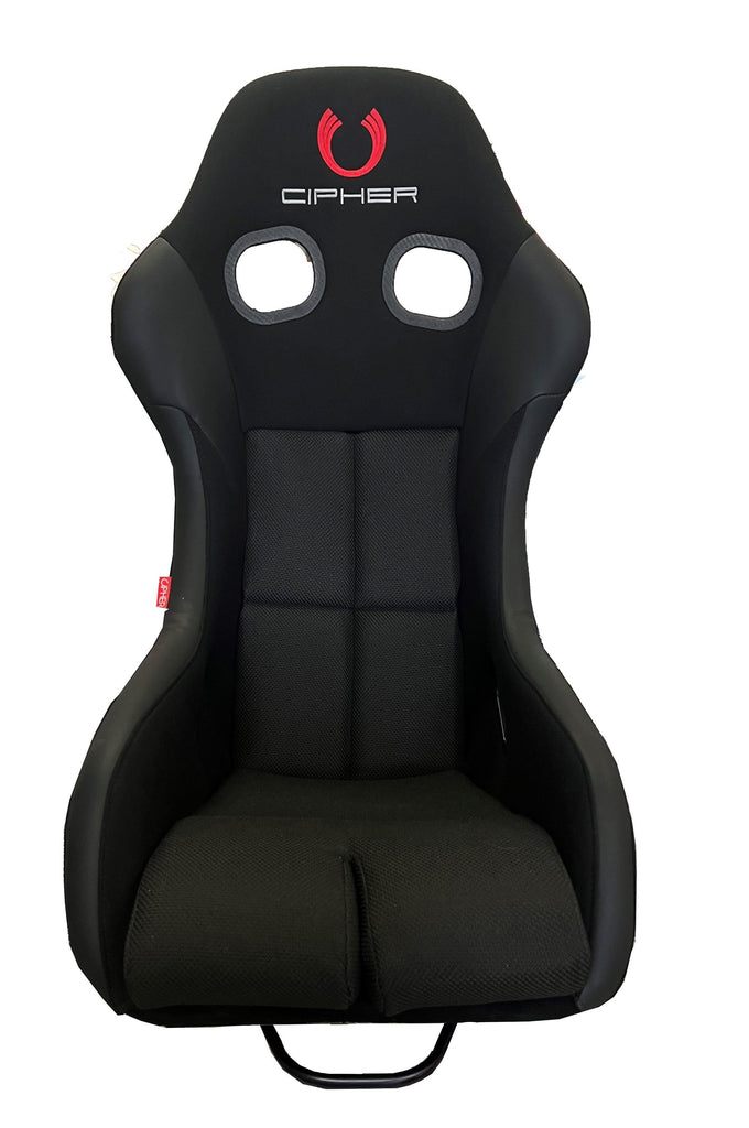 Cipher Auto FRP Fixed Back Bucket Seat All Black Fabric With Polo Mesh Inserts - Single
