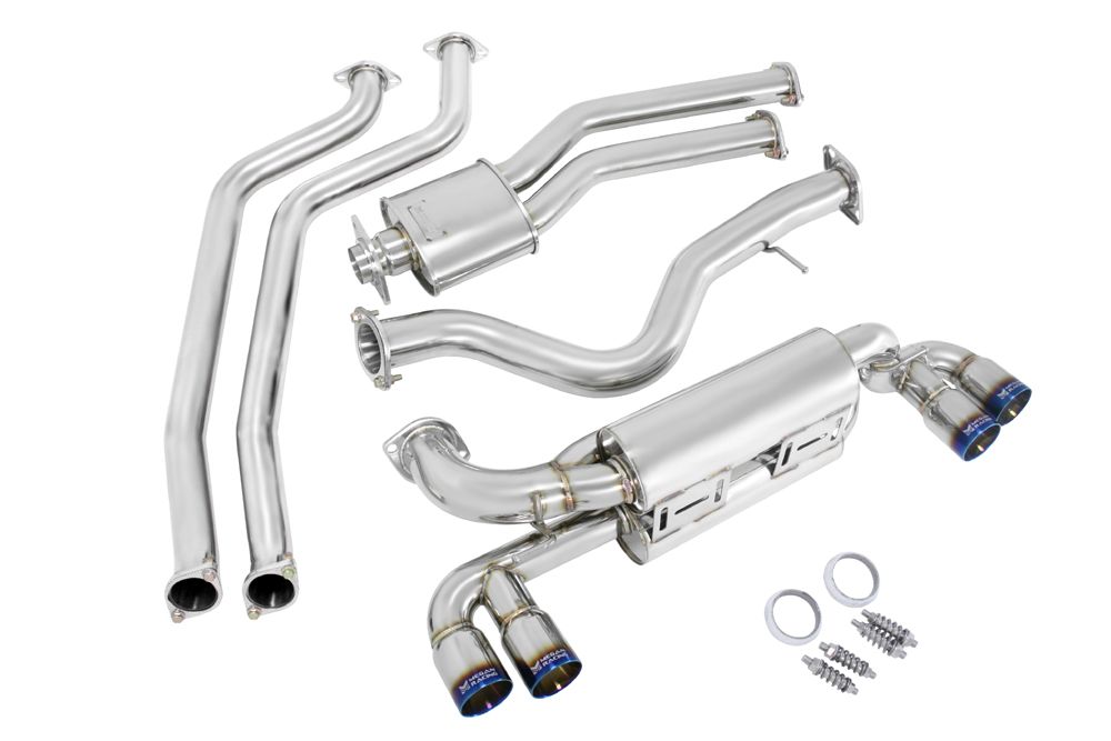 MEGAN 3.5" Quad Titanium Burnt Roll Tips OE RS Catback Exhaust BMW E82 1M 11