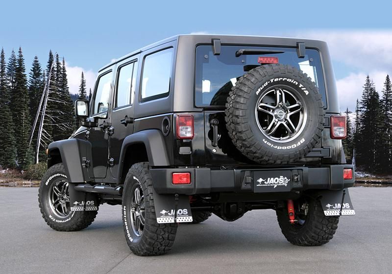 JAOS Front + Rear Black Mud Guard3 Guard Flap for Jeep Wrangler JK 07-18 2/4Door