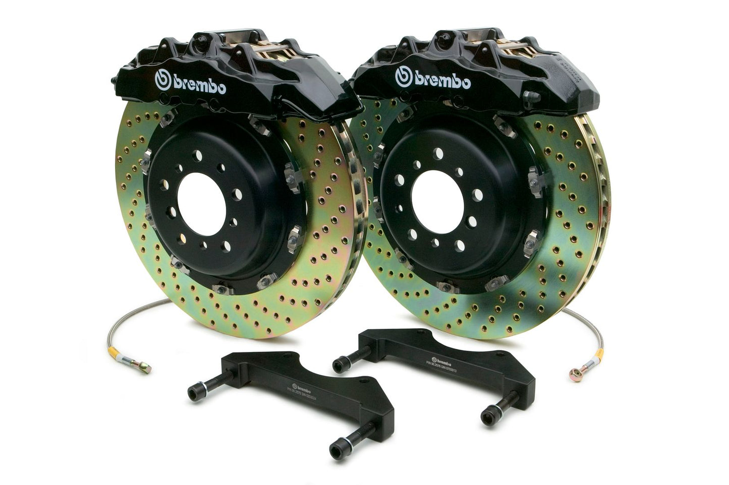 Brembo Front GT Brake 8pot Blk 380x34 Drill Escalade 02-06 Chevy GMC 1500 00-06