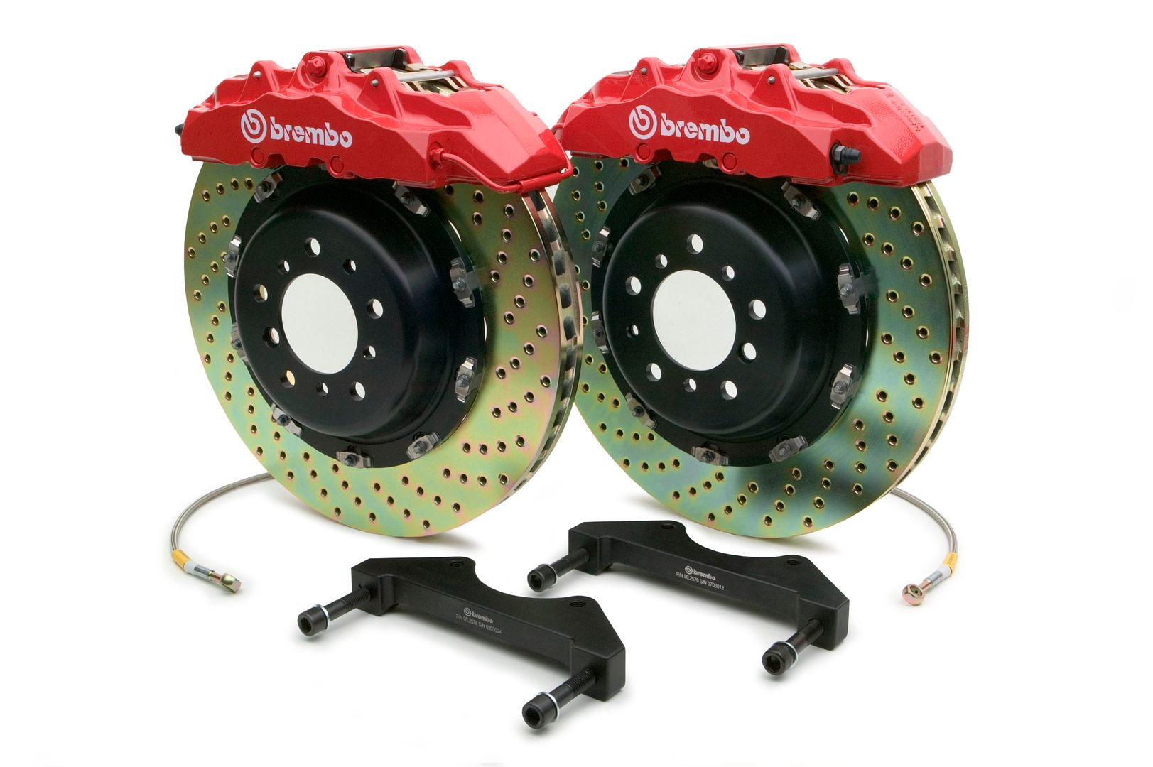 Brembo Front GT Brake 8pot Red 380x34 Drill Escalade 02-06 Chevy GMC 1500 00-06