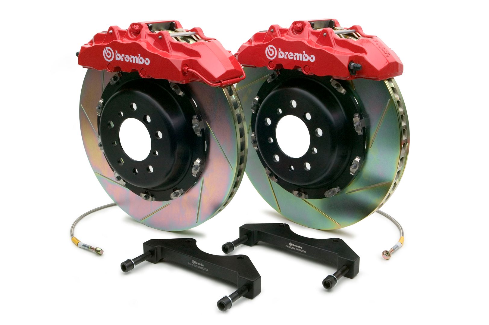 Brembo Front GT Brake 8pot Red 380x34 Slot Escalade 02-06 Chevy GMC 1500 00-06 