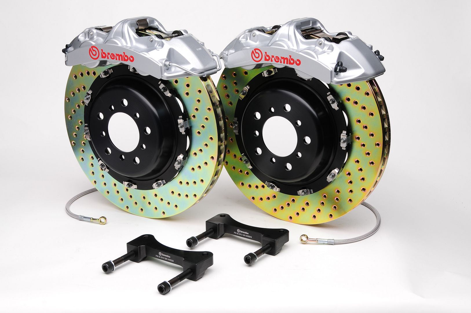 Brembo Front GT Brake 6P Caliper Silver 380x32 Drill Disc Porsche 987 C2 996 997