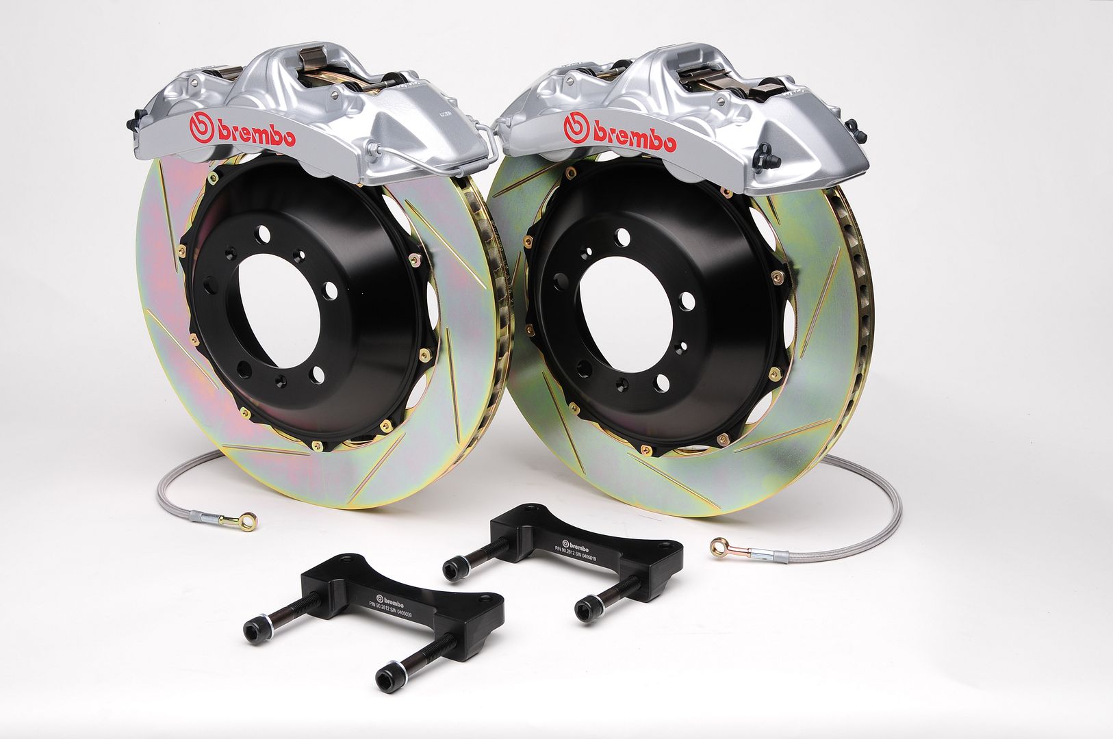 BREMBO Front GT Brake 6Pot Caliper Silver 355x32 Slot Lancer Evo Evolution VI-IX