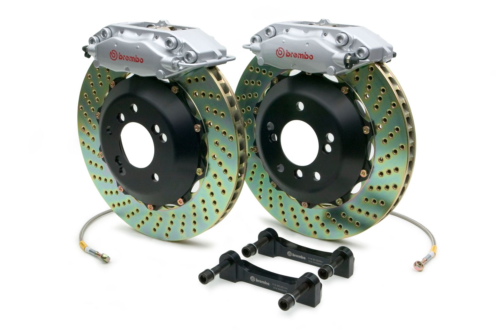 Brembo Rear GT Brake 4Pot Silver 345x28 Drill Disc E63 E550 E55 E500 E350 E320 