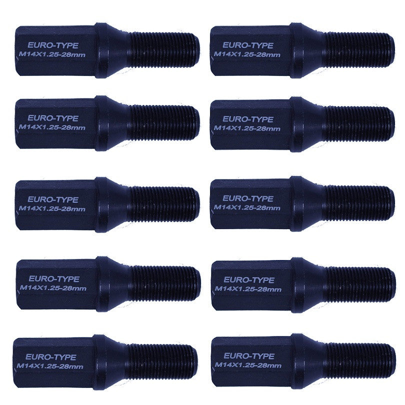 Godspeed Euro-Type Taper Cone Lug Bolts 14x1.25 28mm 10 Pcs