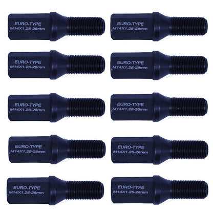 Godspeed Euro-Type Taper Cone Lug Bolts 14x1.25 28mm 10 Pcs