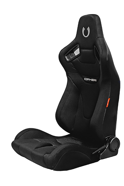 Cipher Auto AR-9 Revo Racing Seats Black Suede & Fabric w/ Carbon Fiber Poly Backing - Pair