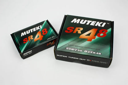 MUTEKI SR48 26pc 12x1.5 Open End Tuner Lug Nuts + Wheel Lock Set | Black | Acorn |