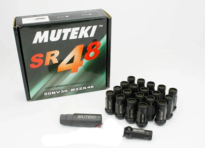 MUTEKI SR48 12x1.5 Extend Wheel Tuner Lug Nut Taper Acorn Open End Black