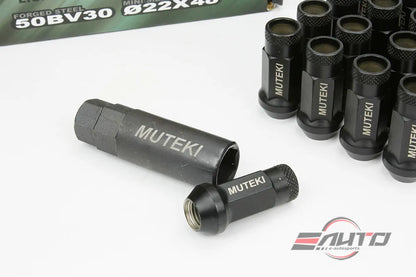 MUTEKI SR48 12x1.25 Extended Wheel Tuner Lug Nuts-Acorn-Open End-Black