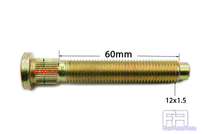 10x Syun 60mm Extend Wheel Stud Kit 12x1.5 Knurl 12.9mm 10.9 Grade for Mazda