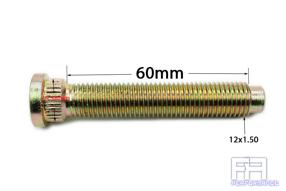 10x Syun 60mm Extend Wheel Stud 12x1.5 Knurl 14.38mm 10.9 Grade for Mitsubishi