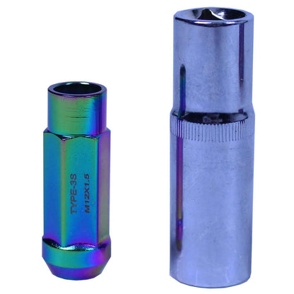 Godspeed 12x1.5 Neo Chrome New Type 3-X Steel Open End Taper Wheel Lug Nuts