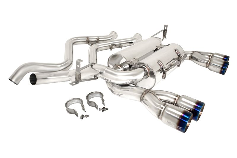 MEGAN 3" Quad Burnt Roll Tip AxleBack Exhaust + Connecting Pipe for BMW M3 E92