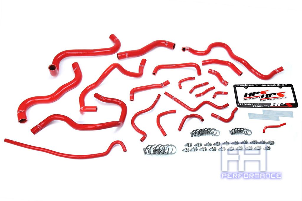 HPS Radiator + Heater Hose Kit For 16-18 Civic LX EX Si Sport 1.5L Turbo Red