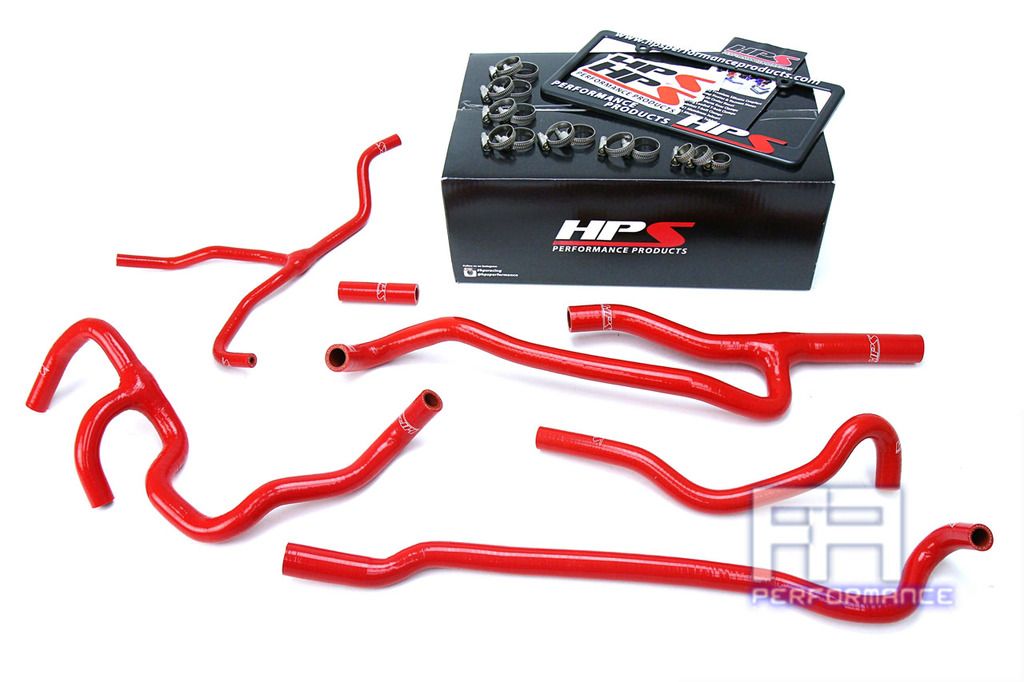 HPS Reinforced Silicone Heater Hose For Chevy 16-17 Camaro SS Coupe 6.2L V8 Red