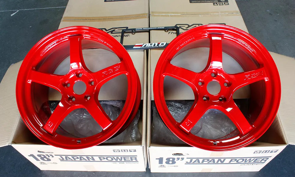 Rays Gram Lights 57CR Milano Red Wheels 18x9.5 +38 5x114 Set of 4