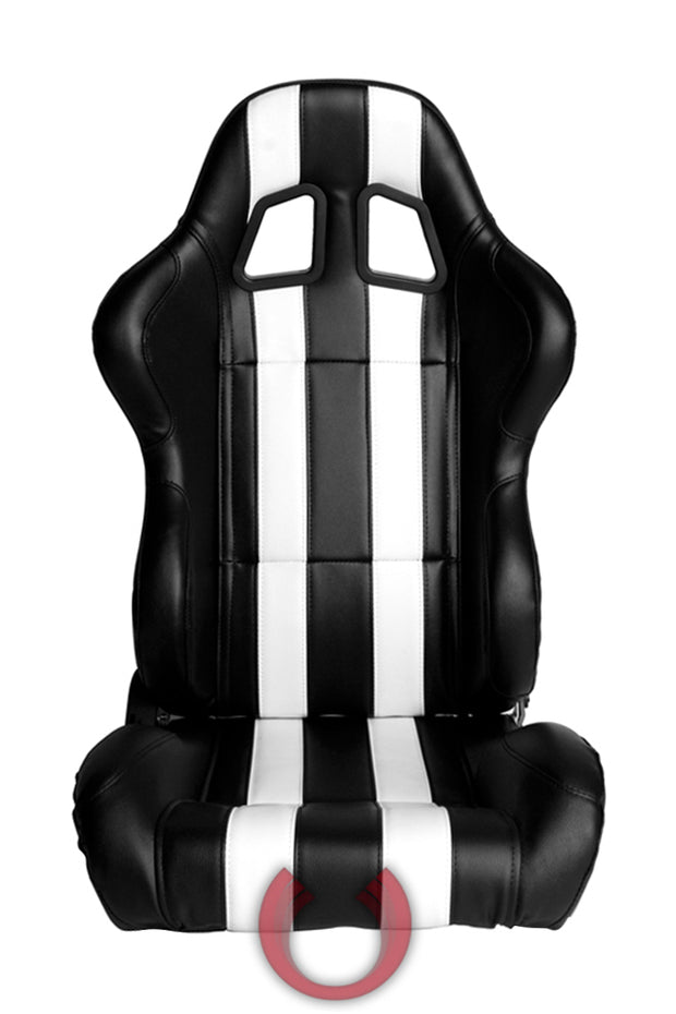 Cipher Auto Reclinable Racing Seats CPA1026 (Black/White Stripes) - Pair