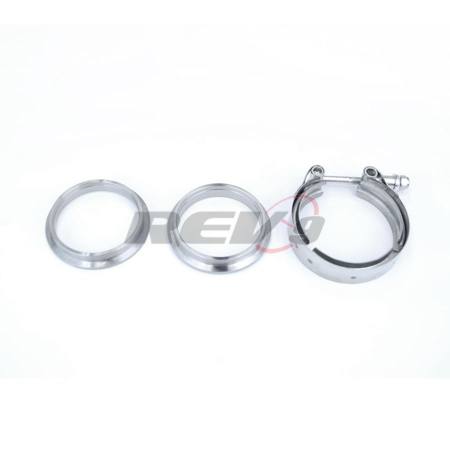 Rev9 3" Stainless Steel V BAND Turbo Exhaust Downpipe 3pc Clamp Flange Kit