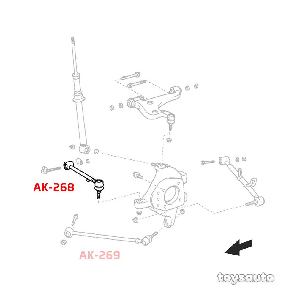 Godspeed 6pc Rear Toe + Traction Rod + Lower Control Arm for Lexus LS430 01-06