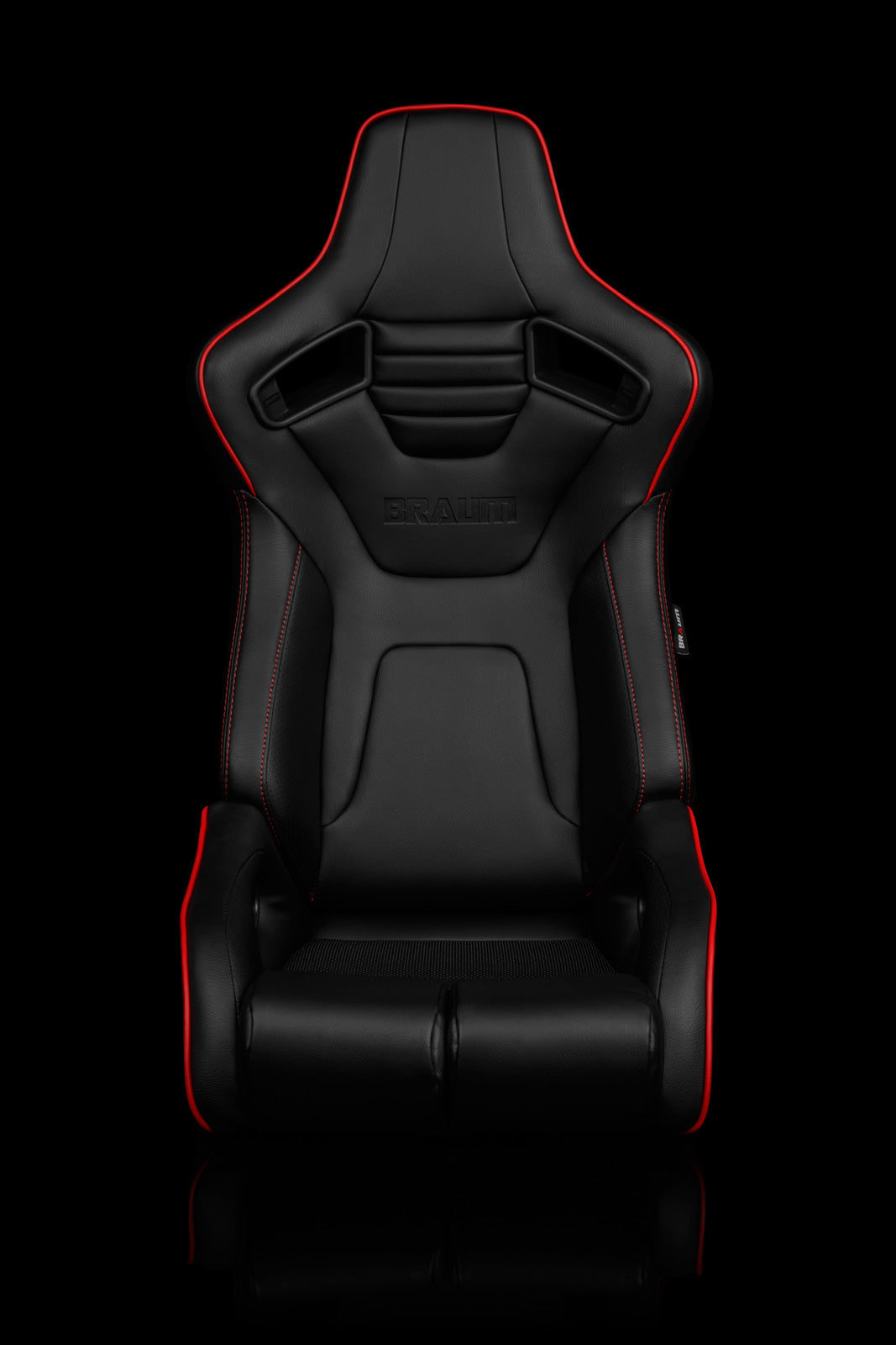 Braum Racing Elite-R Series Reclining Racing Seats (Black Leatherette Red Trim)