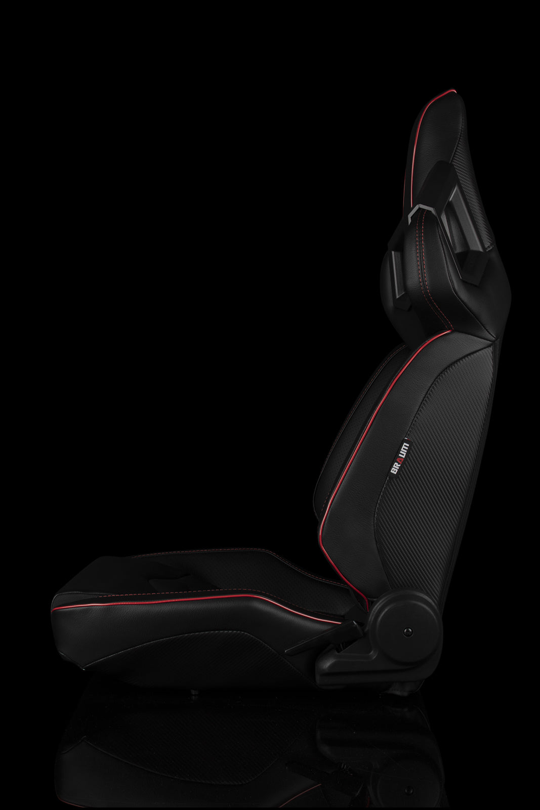 Braum Racing ALPHA-X *Low Base* Reclining Racing Seats (Black/Red Stitching) - PAIR