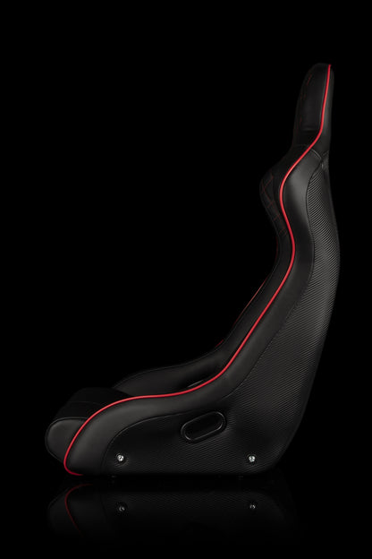 Braum Racing Venom X Series Fixed Back Racing Seat (White/Red Trim)