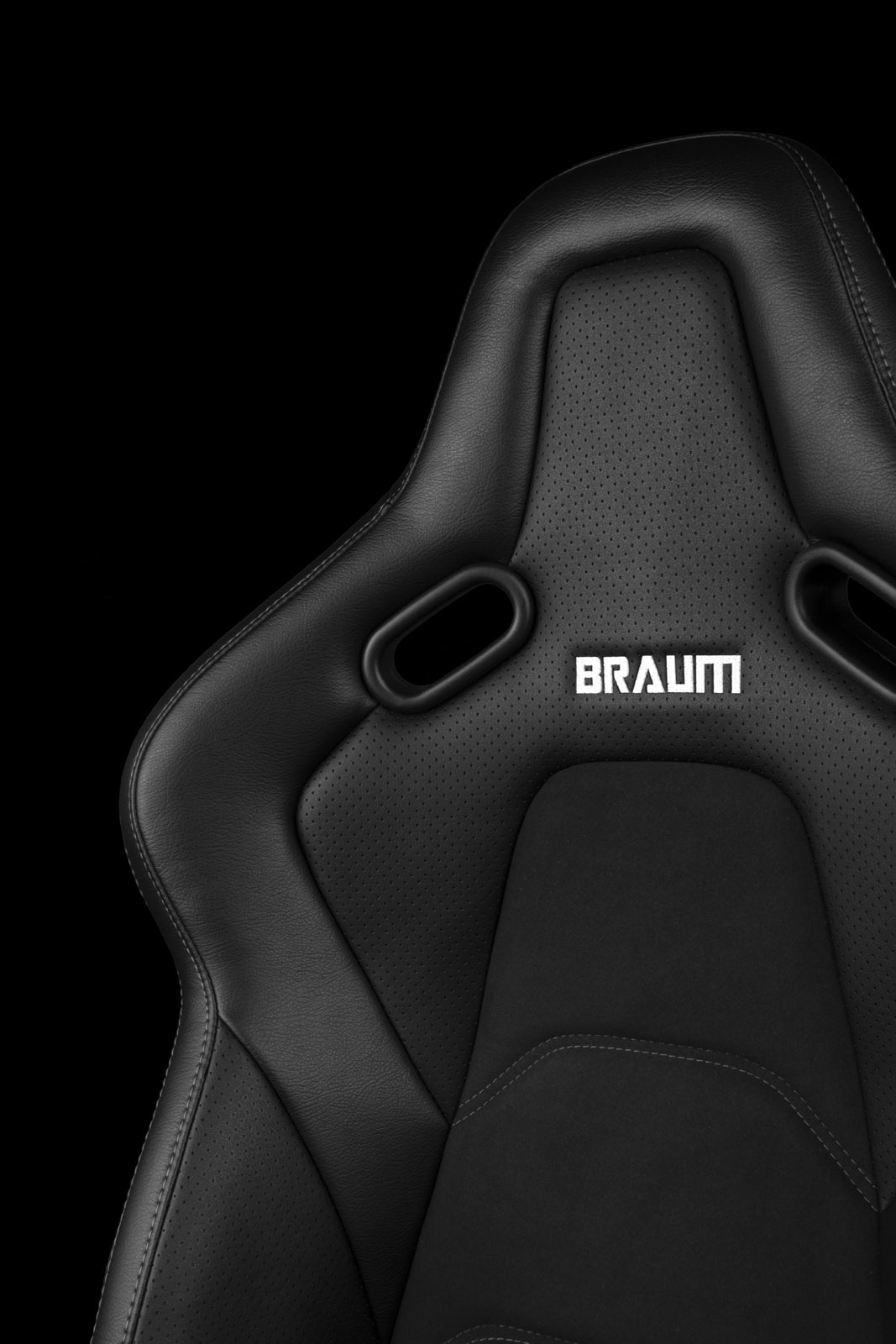 Braum Racing Falcon-S FIXED BACK BUCKET COMPOSITE SEAT (White/Red Stitching)