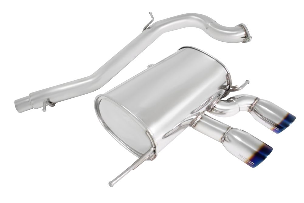 MEGAN 3.5" Dual Titanium Burnt Roll Tip Turbo Catback Exhaust Golf R 2.0T 12-13