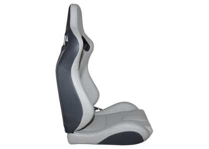 Cipher Auto Premium Racing Seats Grey Leatherette Carbon Fiber w/ Grey Stitching CPA2009RS - Pair