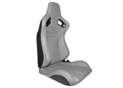 Cipher Auto Premium Racing Seats Grey Leatherette Carbon Fiber w/ Grey Stitching CPA2009RS - Pair