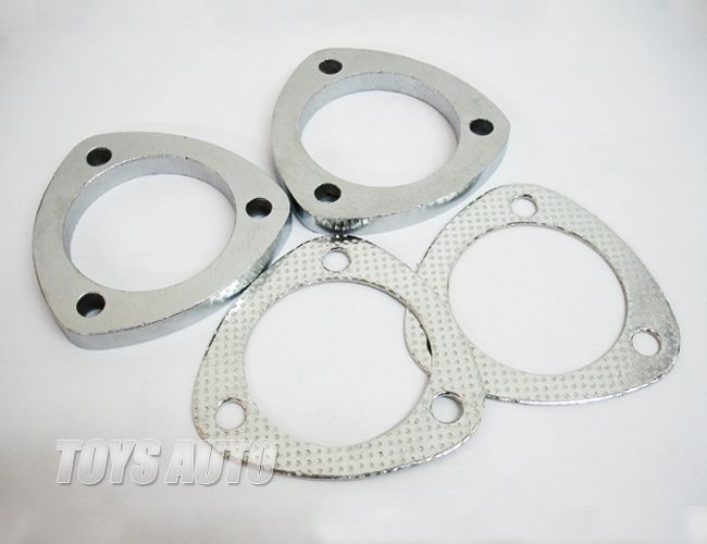Rev9 2x 3 BOLT 3.5" Inlet Exhaust Downpipe Down Pipe Flange Adapter plate+Gasket