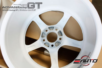 18" 18x9.5 +45 5x114, Set 4 18.5lb Advan GT *Racing White* Yokohama Wheel Rim