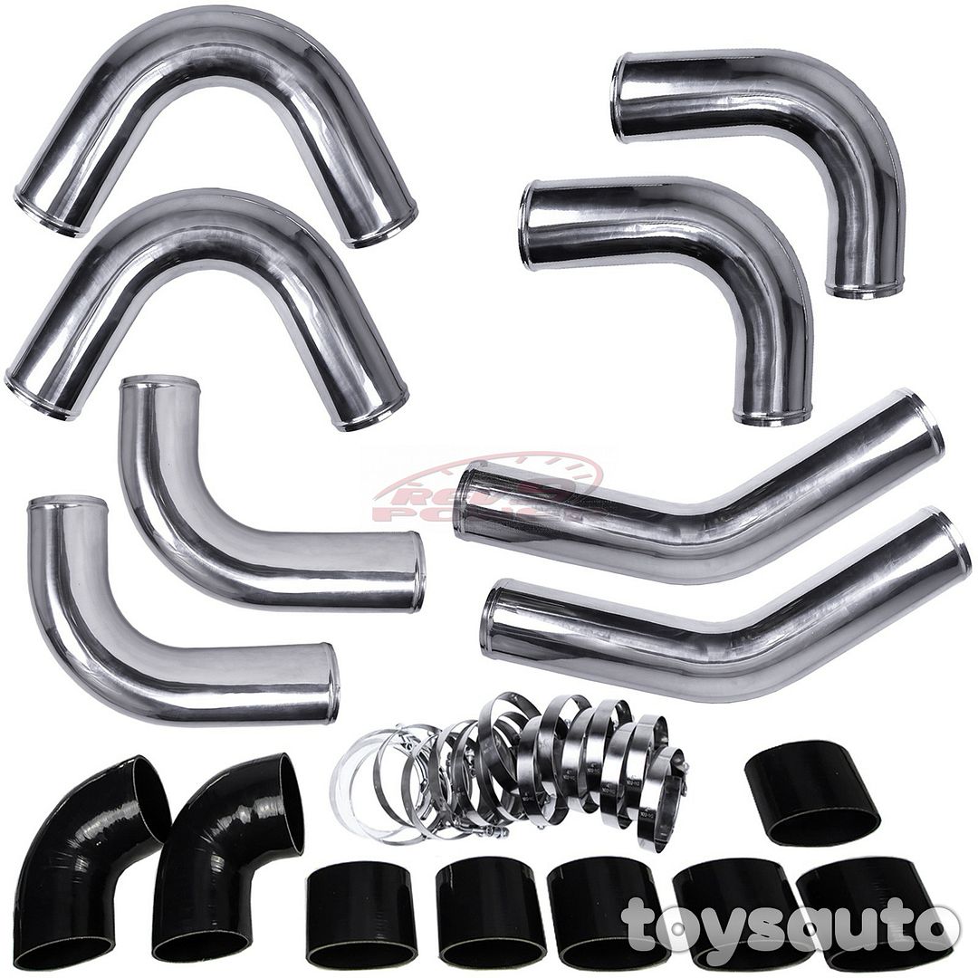 Rev9 Universal 32pc 4" 102mm Intercooler Pipe Piping Kit w/ Silicone Clamp Black