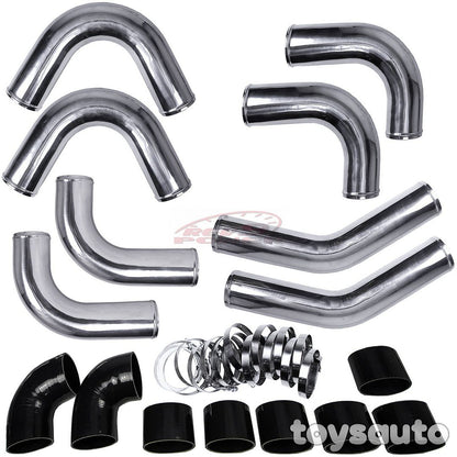 Rev9 Universal 32pc 4" 102mm Intercooler Pipe Piping Kit w/ Silicone Clamp Black