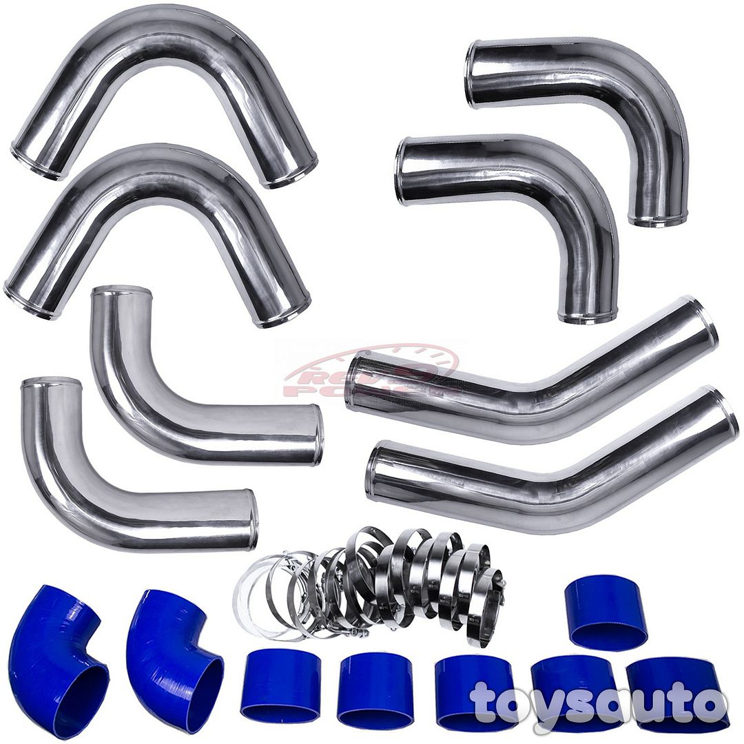 Rev9 Universal 32pc 4" 102mm Intercooler Pipe Piping Kit w/ Silicone Clamp Blue