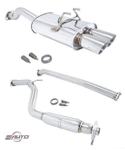 MEGAN 3.5" Dual SS Roll Tip OE RS Catback Exhaust for Civic Coupe 12-13 EX DX LX